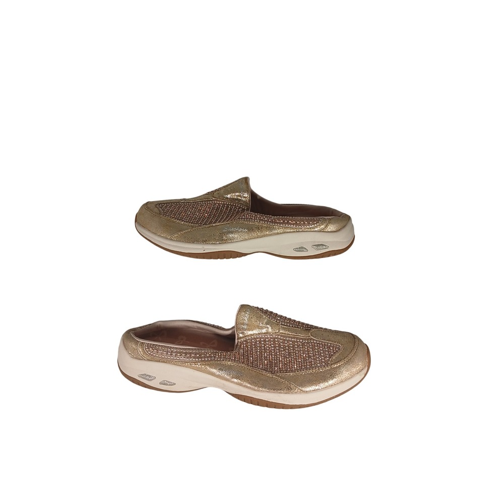 Skechers Relaxed Fit Mules 10 Rose Gold Rhinestone Metallic 49650 Sparkly Bling